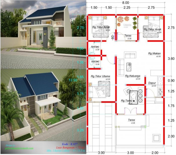 Desain interior rumah type 27 72