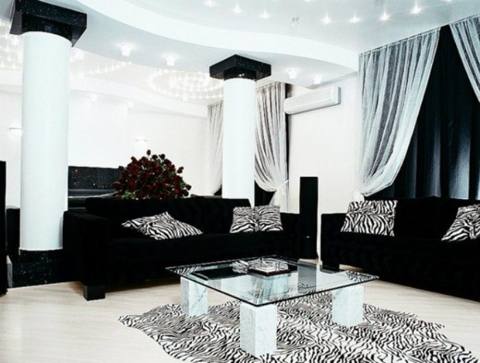 Schwarz weiss silber wohnzimmer