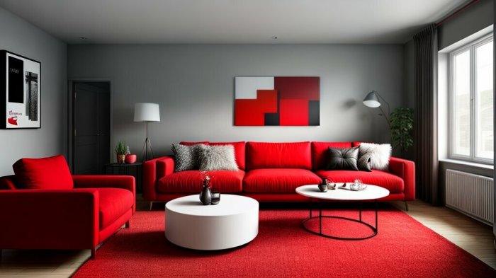 Wohnzimmer rotes sofa